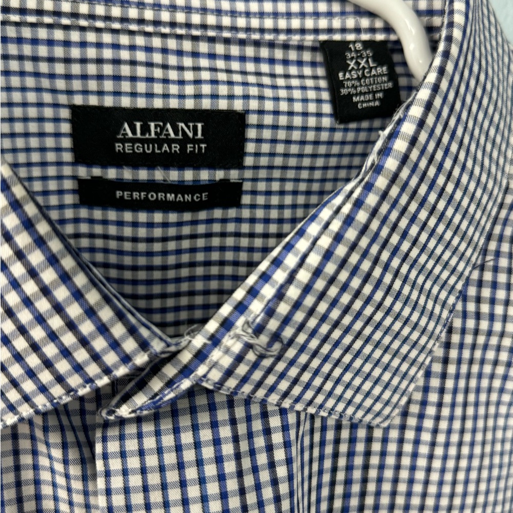 Alfani Blue and White Casual Button Down Shirt